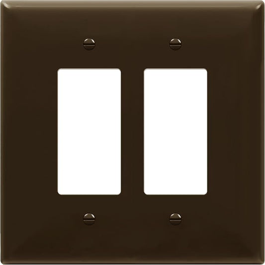 ENERLITES Double Decorator Switch Cover, Two Gang Outlet Wall Plate, Gloss Finish, Oversized 2-Gang 5.50" x 5.50", Unbreakable Polycarbonate Thermoplastic, UL Listed, 8832O-BR, Brown