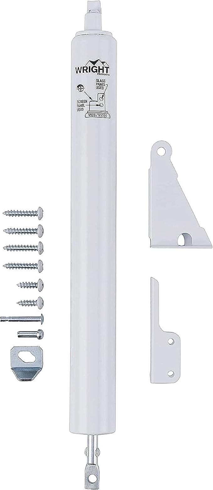 Wright Products Standard Duty Pneumatic Screen & Storm Door Closer – Adjustable Closing Speed, Quiet Operation, Easy Installation (Transitional, White)