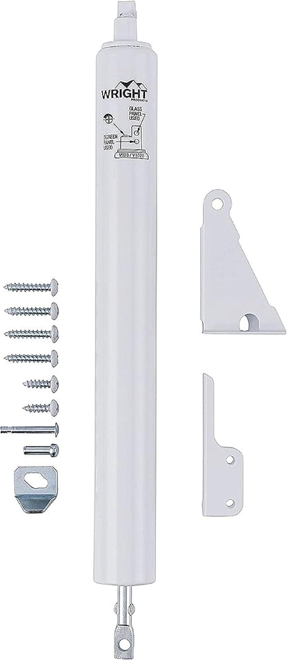 Wright Products Standard Duty Pneumatic Screen & Storm Door Closer – Adjustable Closing Speed, Quiet Operation, Easy Installation (Transitional, White)