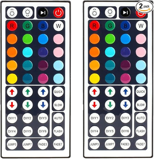 44 Key RGB LED Strip Light Remote Controller Wireless Dimmer IR Remote Control, for SMD 5050 3528 2835 RGB LED Light Strip - 2 Pack