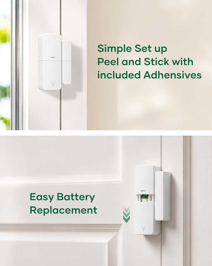 WiFi Alarm System for Home Security, DIY, No Monthly Fee, App Alerts | 120db alarm, 8-Hour Backup Battery, Instant App Alerts, DIY Installation, Expandable Home Protection, for window door alarm