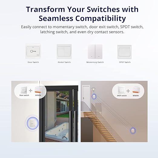 SONOFF MINIR4 10A Smart WiFi Extreme Wireless Light Switch,Universal DIY Module for Smart Home Automation Solution, Compatible with Alexa & Google Home, No Hub Required,4 Pack