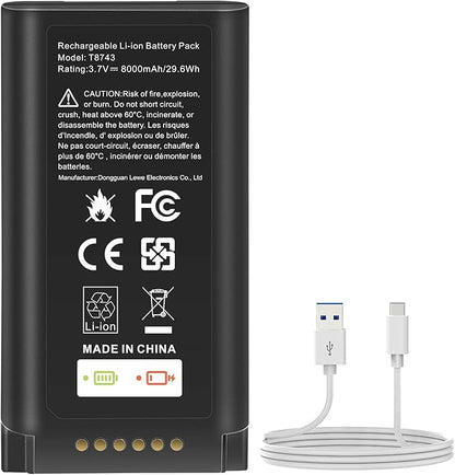 1 Pack Battery Replacement for eufy Security Video Doorbell E340 Rechargeable Lithium-ion Backup Battery with Type-C Charge Cable Upgraded 7000mAh Capacity