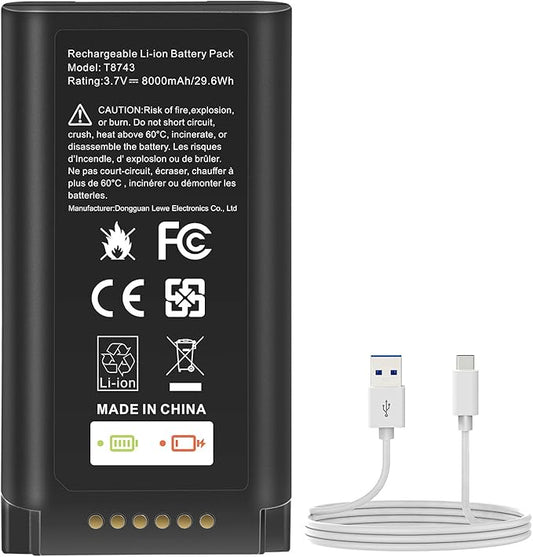 1 Pack Battery Replacement for eufy Security Video Doorbell E340 Rechargeable Lithium-ion Backup Battery with Type-C Charge Cable Upgraded 7000mAh Capacity