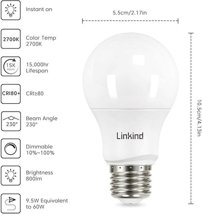 Linkind Dimmable A19 6-Pack & Smart A19 LED Bulbs 4-Pack