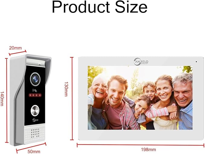 ANJIELO SMART Wired Video Doorbell with Indoor Monitor,Video Intercom System, Hardwired Door Entry Camera with Two-Way Audio, Motion Detection, Remote Unlock for Home Security