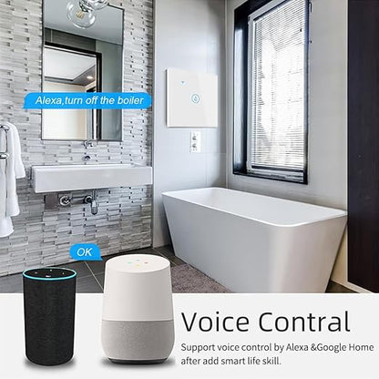 WiFi Smart Water Heater Switch, 40A, Touch Panel with Timing Function, Works with Tuya, Alexa, Google Assistant