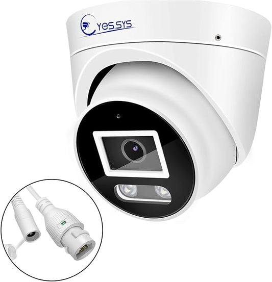 Eyessys HD 4K 8MP IP Turret Dome Camera Color Night PoE with Microphone(Audio), 24/7 Full Time Smart Dual Light LED, Weatherproof IP67 Indoor Outdoor 2.8mm Wide Angle Lens Compatible with NVR/RTSP