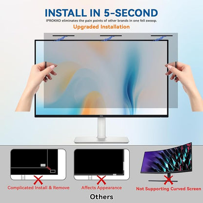 2-Pack 24-inch Magnetic Privacy Screen for 16:9 Computer Monitor, Snap-On Removable 24in Matte Anti Glare Blue Light Spy Filter Screen Cover Private Shield for Desktop PC [Support Curved Monitor]