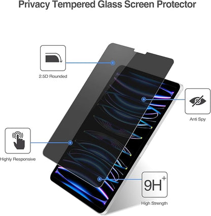 ProCase Privacy Screen Protector for iPad Pro 11 4th 3rd 2nd 1st 2022 2021 2020 2018, Anti-Spy Tempered Glass Film Guard -1 Pack
