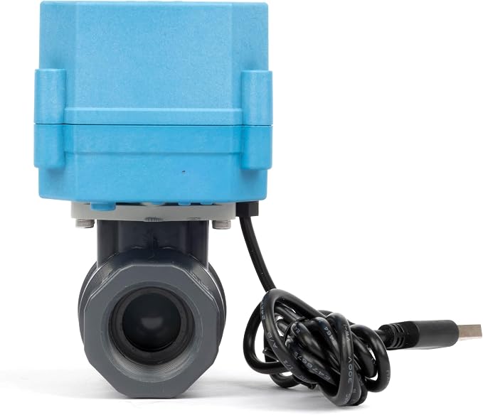 U.S. Solid WiFi Smart Motorized Ball Valve 3/4 inch NPT for Water Control & Irrigation, 2 Way PVC Electric Valve, USB Powered, LED Status Indicator, Flow Direction Window, Remote On/Off Control