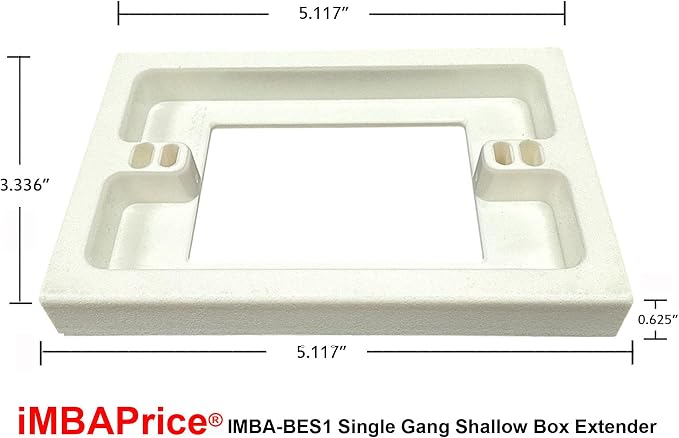 iMBAPrice IMBA-BES1-5 (5-Pack) 1-Gang Non-Metallic Shallow Surface Box 5/8-Inches Extender, White