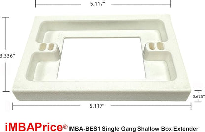 iMBAPrice IMBA-BES1-5 (5-Pack) 1-Gang Non-Metallic Shallow Surface Box 5/8-Inches Extender, White