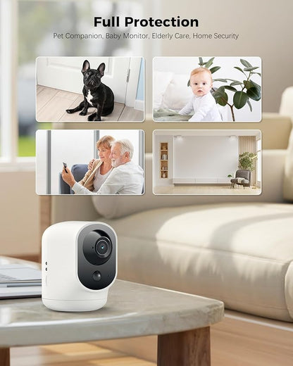 COCOCAM 2PCS 2K Indoor Pan/Tilt Security Camera with 5200mAh Battery, WiFi Camera,Wireless for Baby Monitor/Pet/Home Security, AI Recognition, PIR Human Detection, 2.4G WiFi