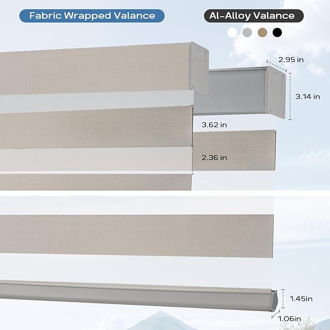 Motorized Zebra Blinds Compatible with Alexa Google Smart Home Dual Layer Remote Roller Blinds Electric Horizontal Window Blindsfor Home Office, Customized Size (95% Shading - Beige Grey)