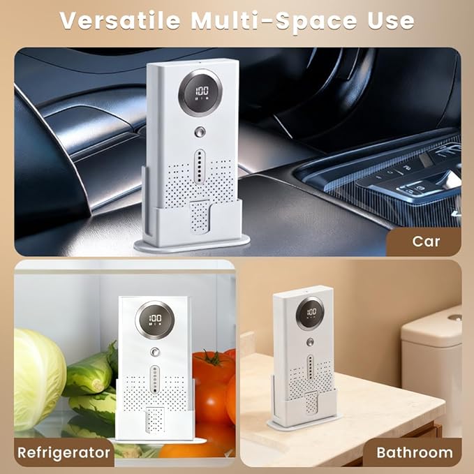 Air Purifier for Home, Compact Ozone Deodorizer with Aroma Diffuser, Car Air Purifier for Pet Rooms, Bathroom, Smoke and Odor Elimination, Desktop Design