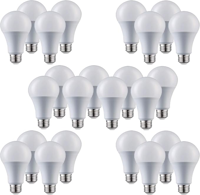 A19 LED Light Bulbs - E26 Base, 60W, 800 Lumens, Soft White 3000K Illumination - Dimmable, Energy Saving Outdoor & Indoor Home, Commercial Lighting - 80+ CRI, 10-Year Life - 24-Pack