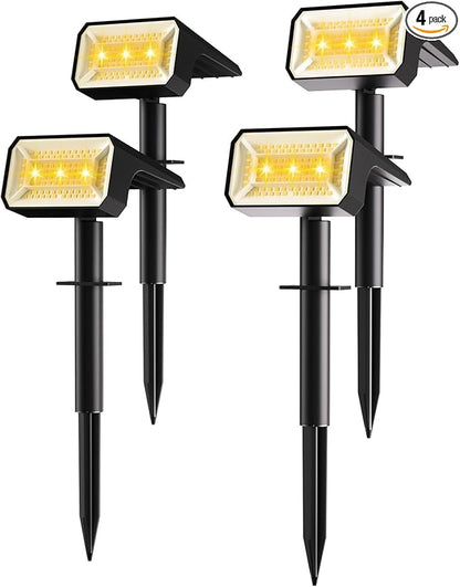 Fabrito 4 Pack Solar Spot Lights Outdoor Waterproof IP67, [108 LEDs, 4 Modes] Dusk to Dawn Spotlights for All Night, 2-in-1 Solar Landscape Lights for Garden, Yard, Tree, Pool, Warm White