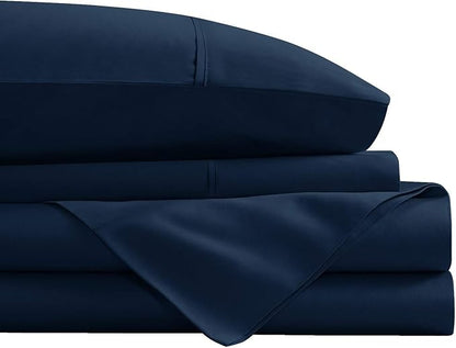 Swift Home Smart Sheets, Ultra Soft Brushed Microfiber 4-Piece Sheet Set, Fitted Bed Sheet with Side Storage Pockets – Navy, King