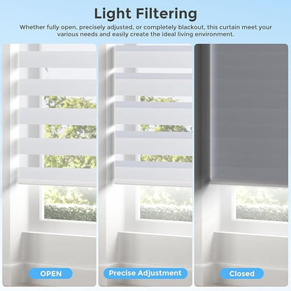 Motorized Zebra Blinds with Remote,Rechargeable Smart Electric Cordless Shade，White，28" W X 72" H