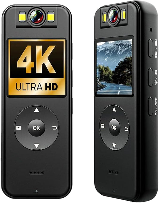 4K 30FPS UHD Wearable Body Cam, 1.4 Inch Screen, 6HR Battery, 64GB Included, JS-06B