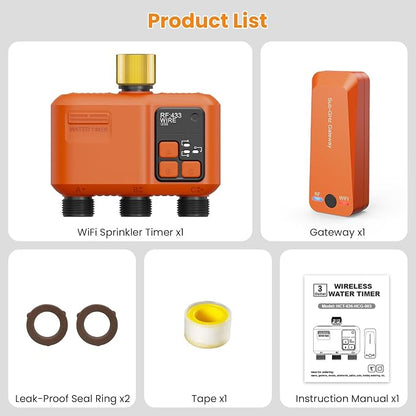 Smart WiFi Sprinkler Timer 3 Zone, Water Timer for Garden Hose Irrigation
