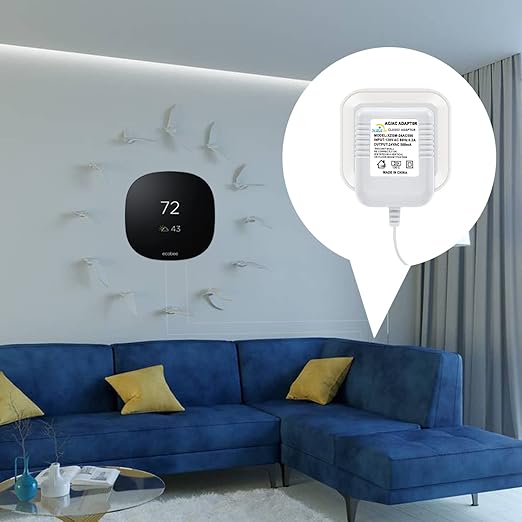 24V Doorbell Transformer Adapter Compatible with Nest Honeywell Ecobee Sensis All Versions of Ring Video Doorbells Thermostats Power Supply Adapter (26FT White, 12.0, Watts)