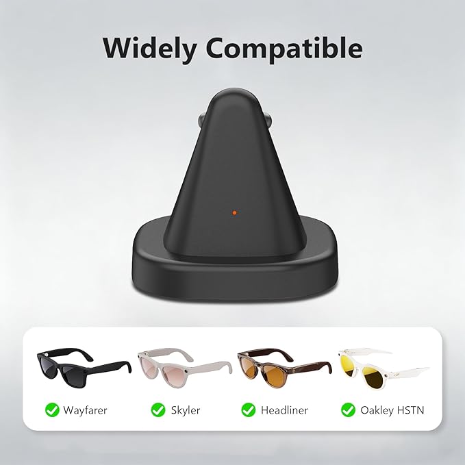 Ray-Ban Meta Charger, 2-in-1 Charging Set for Wayfarer, Headliner, Skyler - Desktop Dock (3.3ft) & Wearable Cable (4.9ft) - Portable Charging Solution for Travel, Office, Home, Meta Glasses Charger