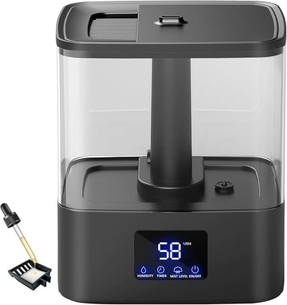 KZF Humidifier for Bedroom, 6L Ultrasonic Cool Mist Easy Clean 3 Adjust the Humidity, Suitable for Bedroom Study Room Kids Room Yoga Office, Quite and Smart Top Fill Design