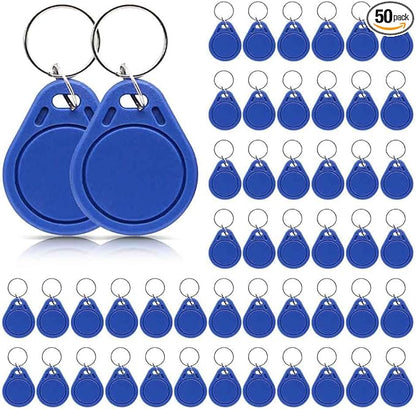 13.56MHz RFID TT Lock Key Fob Proximity IC Card ISO14443A Token Tag for Electronic Smart Door Lock, Compatible with Classic 1K Card M1, Read Only (Blue) (50)
