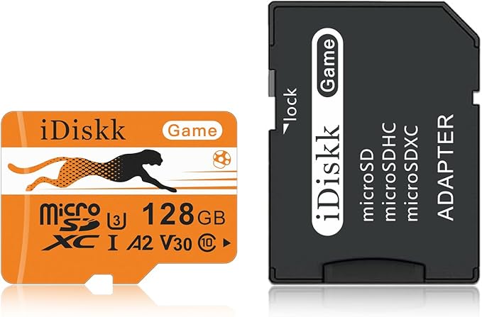 iDiskk 128GB Gaming Micro SD Card MicroSDXC Memory Card for Nintendo-Switch,Xbox,GoPro, Dash Cam, Security Camera, 4K Video Recording,with Adapter