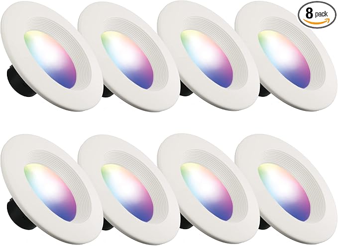 XTREME 8-Pack Energizer Smart WiFi Multi Color and Multi White 5”/6” LED Recessed Downlight BR30 E26 Screw Base 1100 Lumens 85W