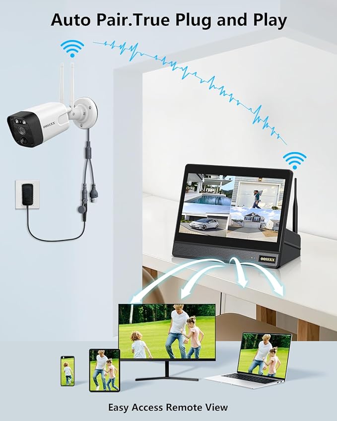All-in-One 5.0MP PIR Detection 2-Way Audio Dual Antennas Outdoor Security Camera System Wireless with Monitor WiFi Home Security Cameras System Video Surveillance