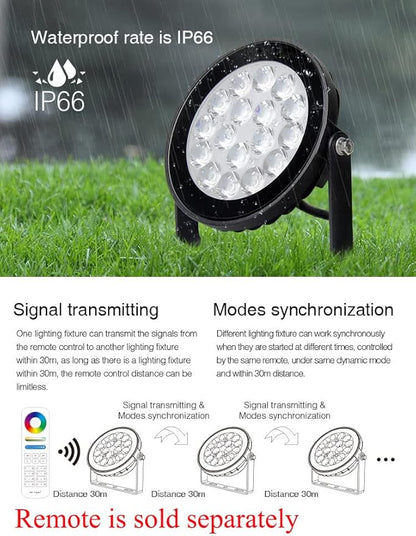 LGIDTECH FUTC01 Miboxer 9W RGB+CCT DC 24V Outdoor LED Garden Spotlight 16 Million Colors Changing,Color Temperature Adjustable