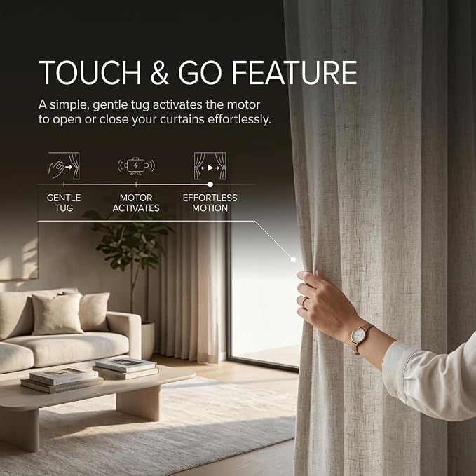 Quoya Smart Electric Curtain Track AT5810【Up to 7m (275inches)- Motorised and Adjustable】 Automated Rail Motor with App, Voice, Remote Control, Compatible with Alexa, Google and Siri