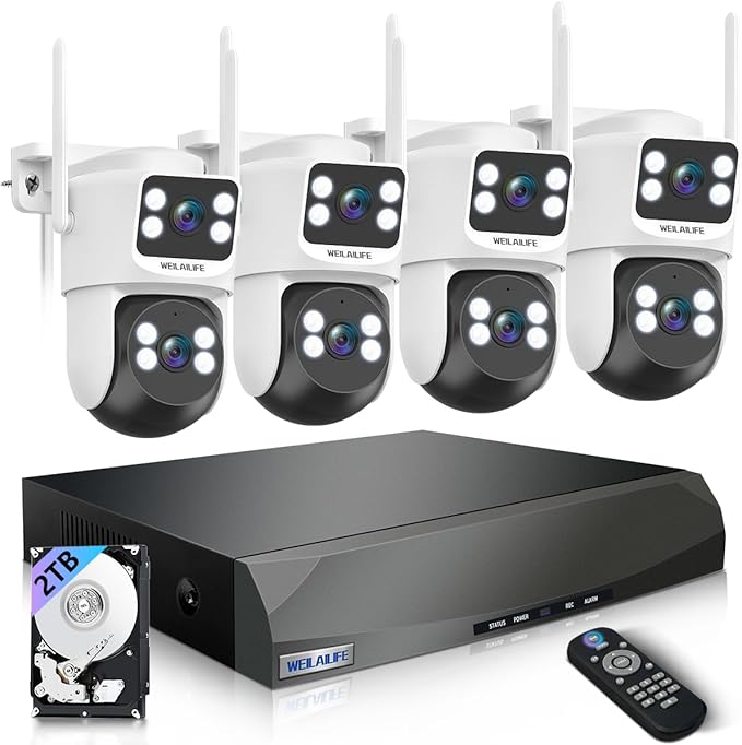 【Auto Tracking & 2-Way Audio】 Outdoor Wireless Security Camera System, Home Video Surveillance Cameras, WiFi PTZ Camera Systems