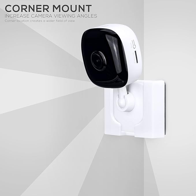 Corner Wall Mount for Kasa Spot KC100, KC105, EC60 (2 Pack) Security Camera - Adhesive Holder, No Hassle Bracket, Strong 3M VHB Tape, No Screws, No Mess Install (White) by Brainwavz