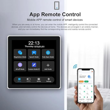 Tuya T3E Panel Switch Touch Screen Panel EU Smart Control Panel Switch Zigbee Smart Home Wall Push Light Switch,White