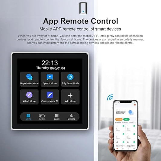Tuya T3E Panel Switch Touch Screen Panel EU Smart Control Panel Switch Zigbee Smart Home Wall Push Light Switch,White