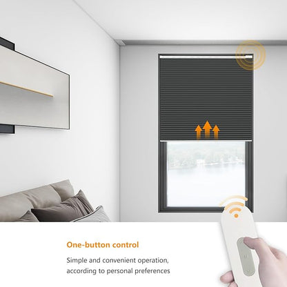 Motorized Cellular Shades Cordless Blackout Rechargeable Window Shades with Remote for Privacy Protection Smart Home Electric Curtains Automatic Honeycomb Blinds for Windows, 34" x 48", Black