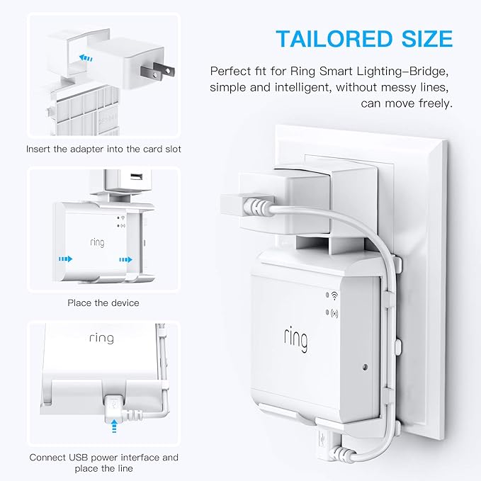 HOLACA Outlet Wall Mount for Ring Smart Lighting Bridge,Easily Be Moved-Saving Space-No Messy Wires and Screws