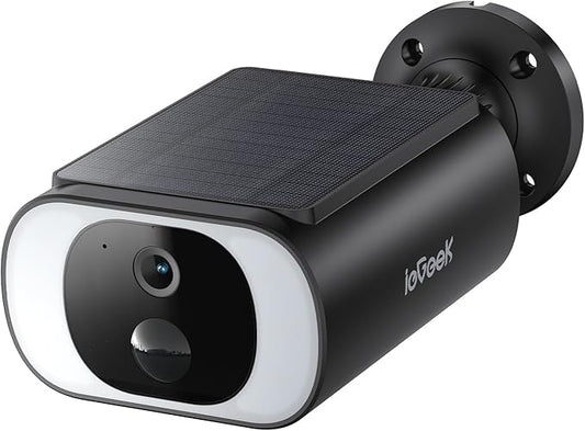 ieGeek S1 Solar Security Cameras Wireless Outdoor, 2K WiFi Battery Powered Home Surveillance Camera with Embedded Solar Panel, AI Motion Sensor, Smart Alarm, Color Night Vision, Cloud/SD,Works w/Alexa