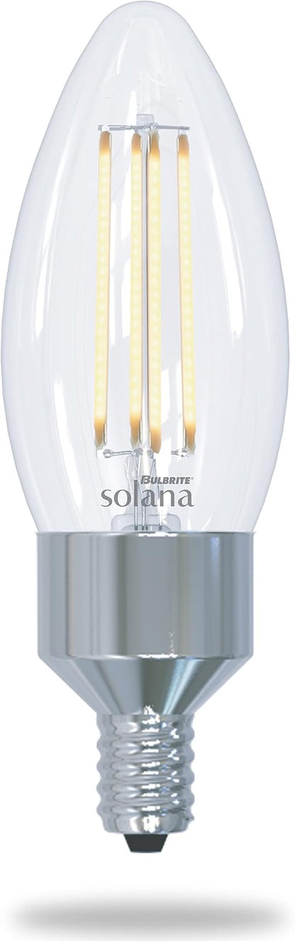 Bulbrite Solana 1-Pack 40 Watt Equivalent B11 Smart WiFi Connected 90CRI Chandelier LED Light Bulb, Clear