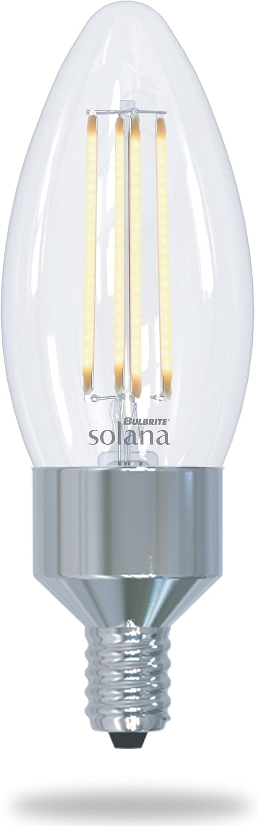 Bulbrite Solana 1-Pack 40 Watt Equivalent B11 Smart WiFi Connected 90CRI Chandelier LED Light Bulb, Clear