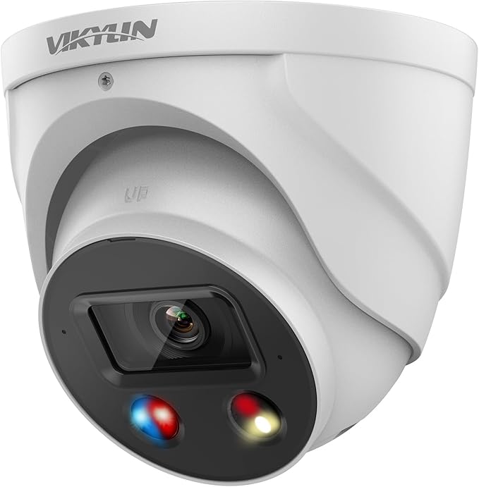 VIKYLIN 8MP IP POE AI Camera, Active Deterrence, 4K @30fps 98ft Night Color Vision F1.0,Vehicle & Human Detection, 2-Way Audio,SD(256GB),IP67 Security Wizsense Outdoor Turret Camera(VK3849)