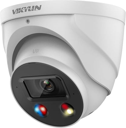 VIKYLIN 8MP IP POE AI Camera, Active Deterrence, 4K @30fps 98ft Night Color Vision F1.0,Vehicle & Human Detection, 2-Way Audio,SD(256GB),IP67 Security Wizsense Outdoor Turret Camera(VK3849)