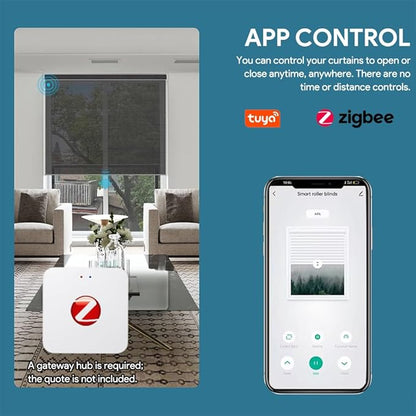 ZigBee Smart Roller Shade Motor for 1.5" Tube (38mm) | Rechargeable Electric Blind Motor Kit | DIY Retrofit Driver for Zebra Shades | Compatible with Alexa & Google Home | Type-C (1.1N.m Torque)