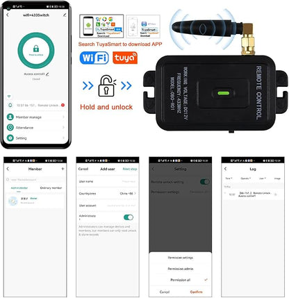 HERNAS Smart Phone APP Unlocking Access Control System Kit, with Remote Controllers / 280KG(600lbs) Magnetic Lock/Power Adapter, Lock Delay Time Adjustable