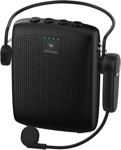 WinBridge Voice Amplifier with Bluetooth, Portable Speaker and Microphone Set, Wireless Mic Headset Speaker for Teachers, Tour Guide, Public Speaking, Fitness Instructors, Features Mute, 15W WB002