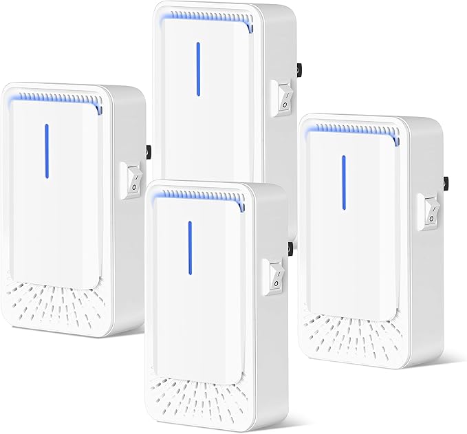 4 Pack Premium Ionic Air Ionizer for Home | Advanced Negative Ion Generator with Sleek Plug-In Design | Silent Negative Ionizer for Bedroom, Kitchen, and Pet Areas